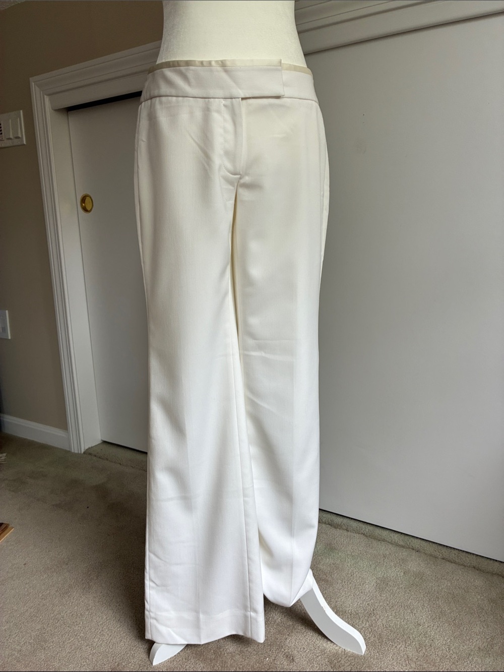 White House Black Market Ivory Wide-Leg Dress Pants